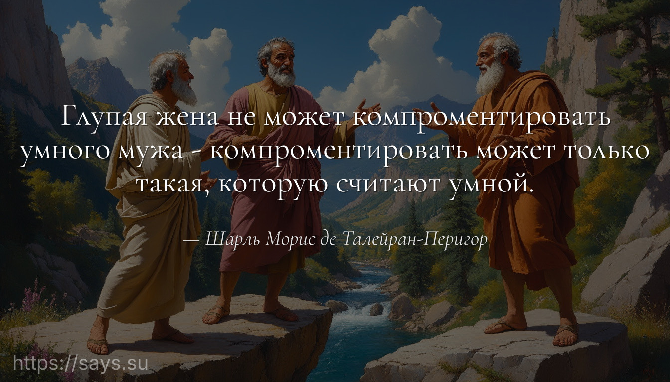 Глупая жена не может компроментировать умного мужа - компроментировать может только такая, которую считают умной.