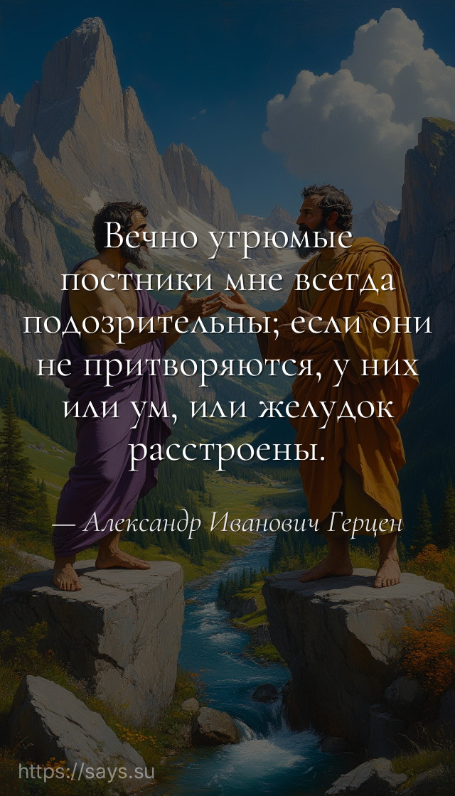 Вечно угрюмые постники мне всегда подозрительны; если они не притворяются, у них или ум, или желудок расстроены.
