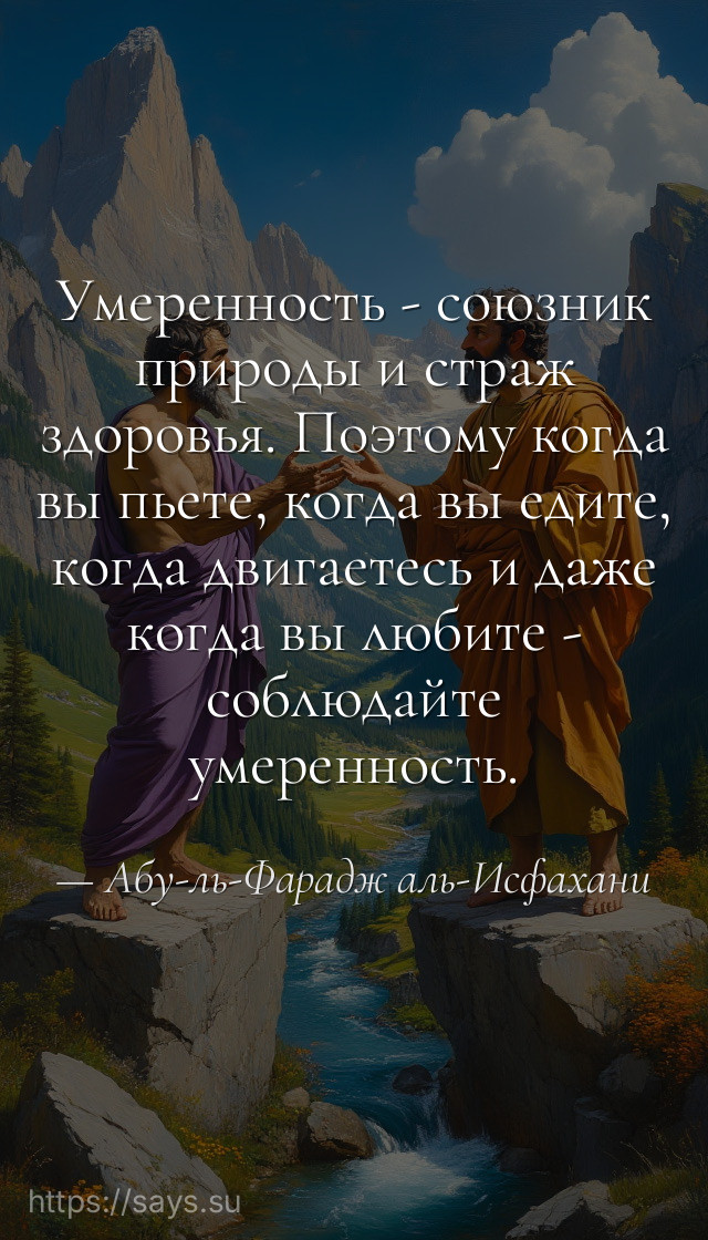 Умеренность - союзник природы и страж здоровья. Поэтому когда вы пьете, когда вы едите, когда двигаетесь и даже когда вы любите - соблюдайте умеренность.