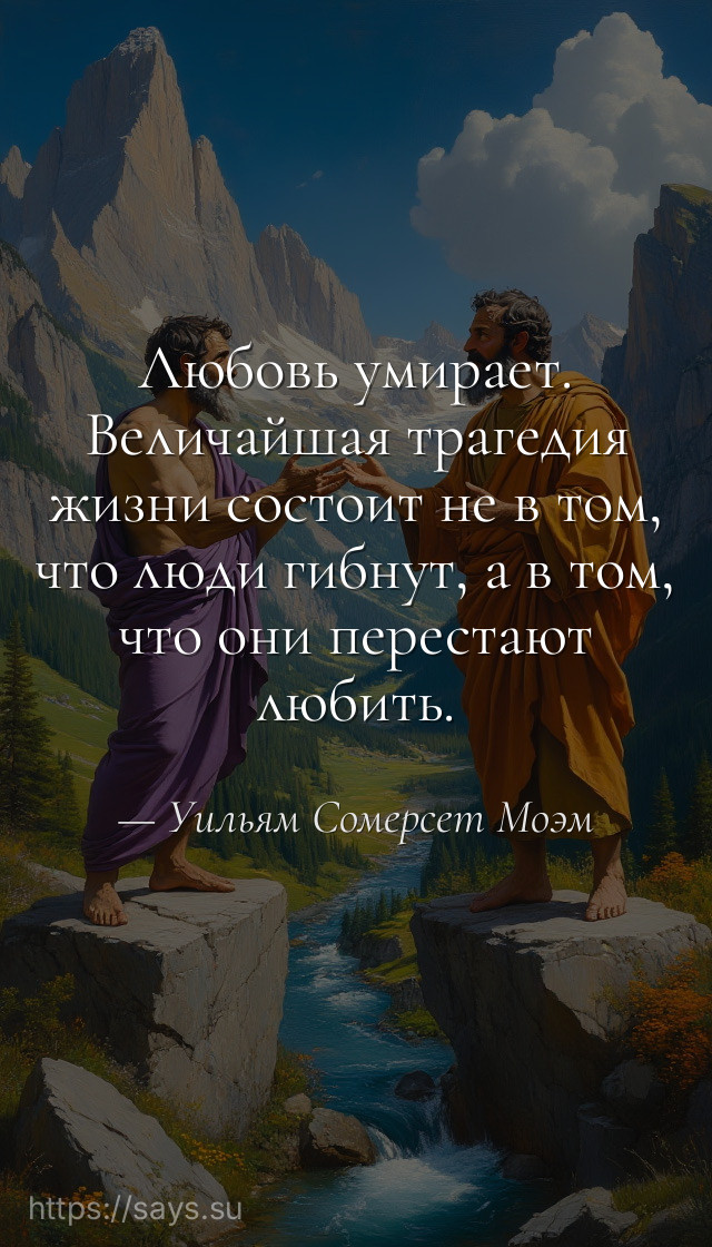 Любовь умирает. Величайшая трагедия жизни состоит не в том, что люди гибнут, а в том, что они перестают любить.