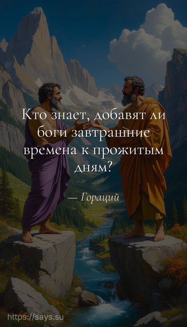 Кто знает, добавят ли боги завтрашние времена к прожитым дням?