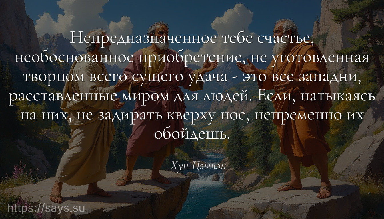 Непредназначенное тебе счастье, необоснованное приобретение, не уготовленная творцом всего сущего удача - это все западни, расставленные миром для людей. Если, натыкаясь на них, не задирать кверху нос, непременно их обойдешь.