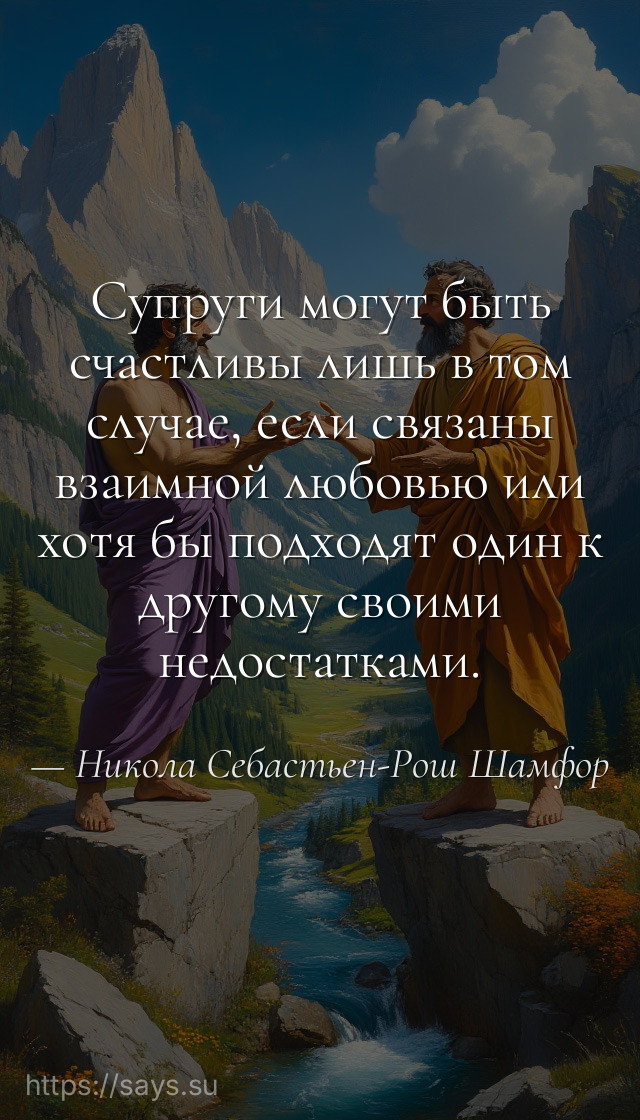 Супруги могут быть счастливы лишь в том случае, если связаны взаимной любовью или хотя бы подходят один к другому своими недостатками.