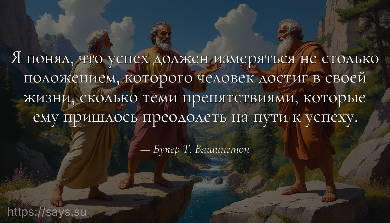 Я понял, что успех должен измеряться не столько положением, которого человек достиг в своей жизни, сколько теми препятствиями, которые ему пришлось преодолеть на пути к успеху.