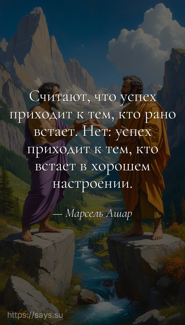 Считают, что успех приходит к тем, кто рано встает. Нет: успех приходит к тем, кто встает в хорошем настроении.