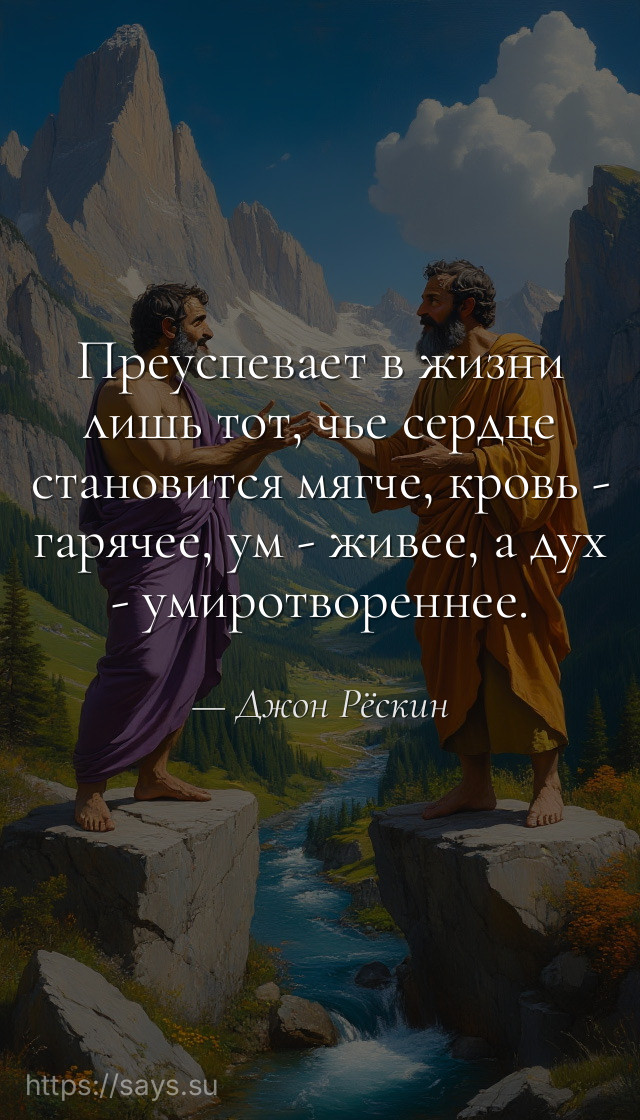 Преуспевает в жизни лишь тот, чье сердце становится мягче, кровь - гарячее, ум - живее, а дух - умиротвореннее.