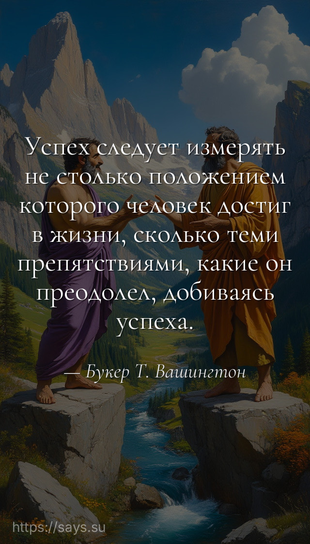 Успех следует измерять не столько положением которого человек достиг в жизни, сколько теми препятствиями, какие он преодолел, добиваясь успеха.