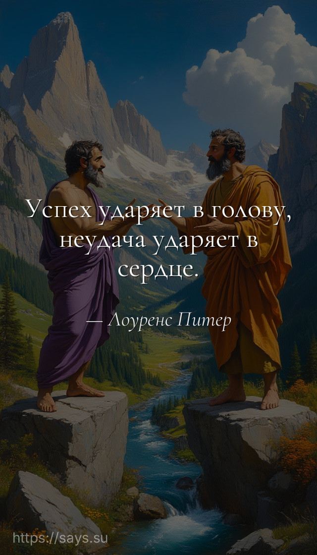 Успех ударяет в голову, неудача ударяет в сердце.