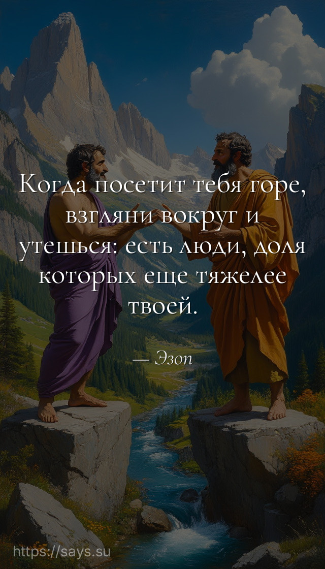 Когда посетит тебя горе, взгляни вокруг и утешься: есть люди, доля которых еще тяжелее твоей.