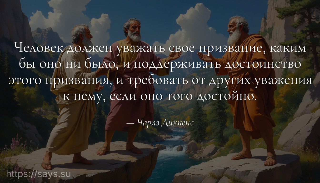Человек должен уважать свое призвание, каким бы оно ни было, и поддерживать достоинство этого призвания, и требовать от других уважения к нему, если оно того достойно.