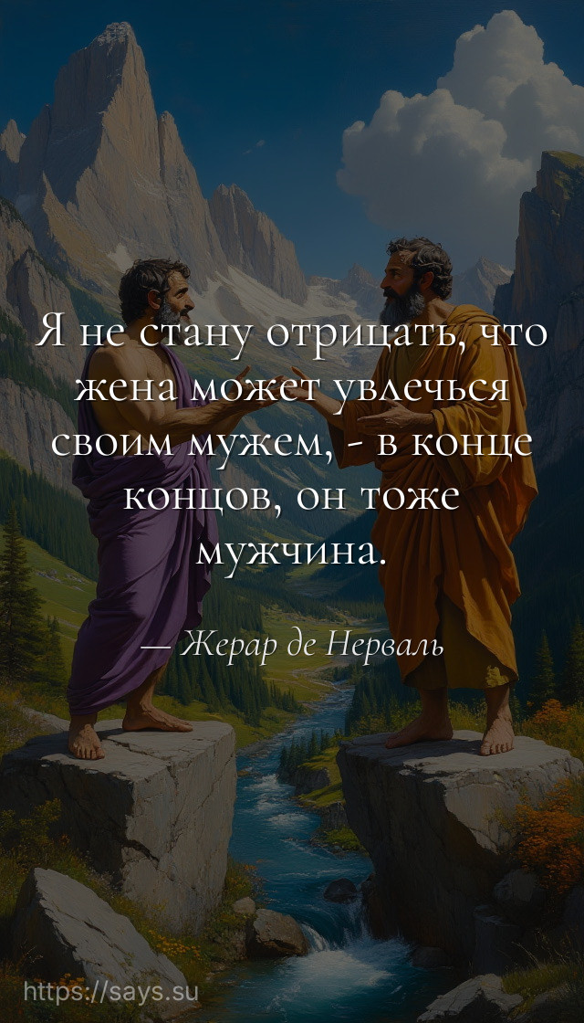 Я не стану отрицать, что жена может увлечься своим мужем, - в конце концов, он тоже мужчина.