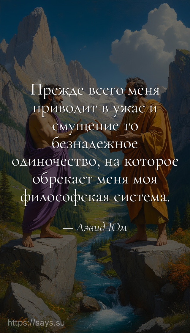 Прежде всего меня приводит в ужас и смущение то безнадежное одиночество, на которое обрекает меня моя философская система.