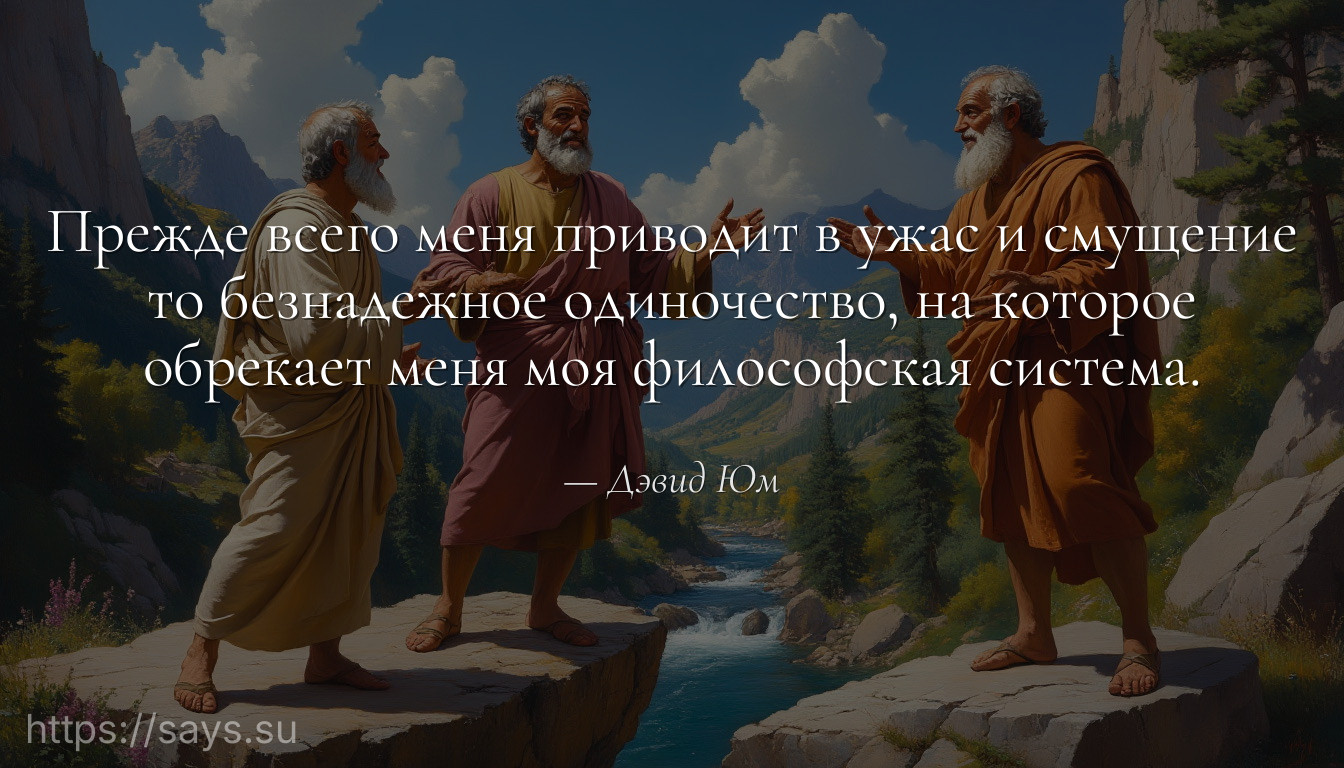 Прежде всего меня приводит в ужас и смущение то безнадежное одиночество, на которое обрекает меня моя философская система.