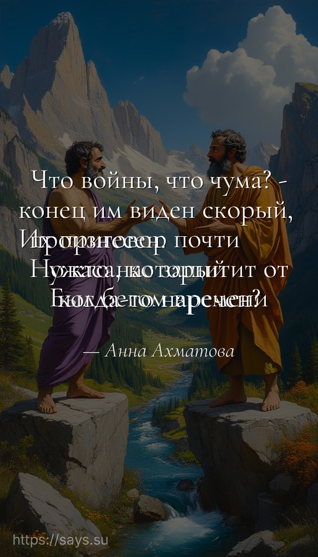 Что войны, что чума? - конец им виден скорый, <br />Их приговор почти произнесен. <br />Но кто нас защитит от ужаса, который <br />Был бегом времени когда-то наречен?