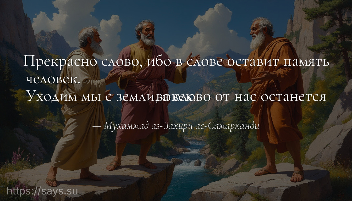 Прекрасно слово, ибо в слове оставит память человек.<br />Уходим мы с земли, а слово от нас останется вовек.