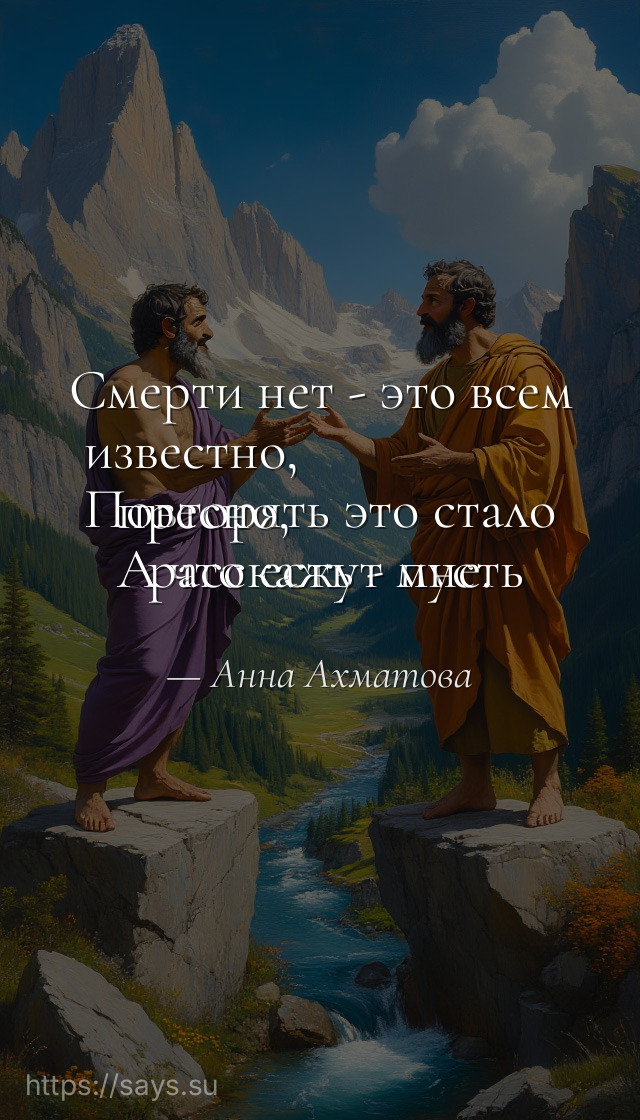 Смерти нет - это всем известно, <br />Повторять это стало пресно, <br />А что есть - пусть расскажут мне.