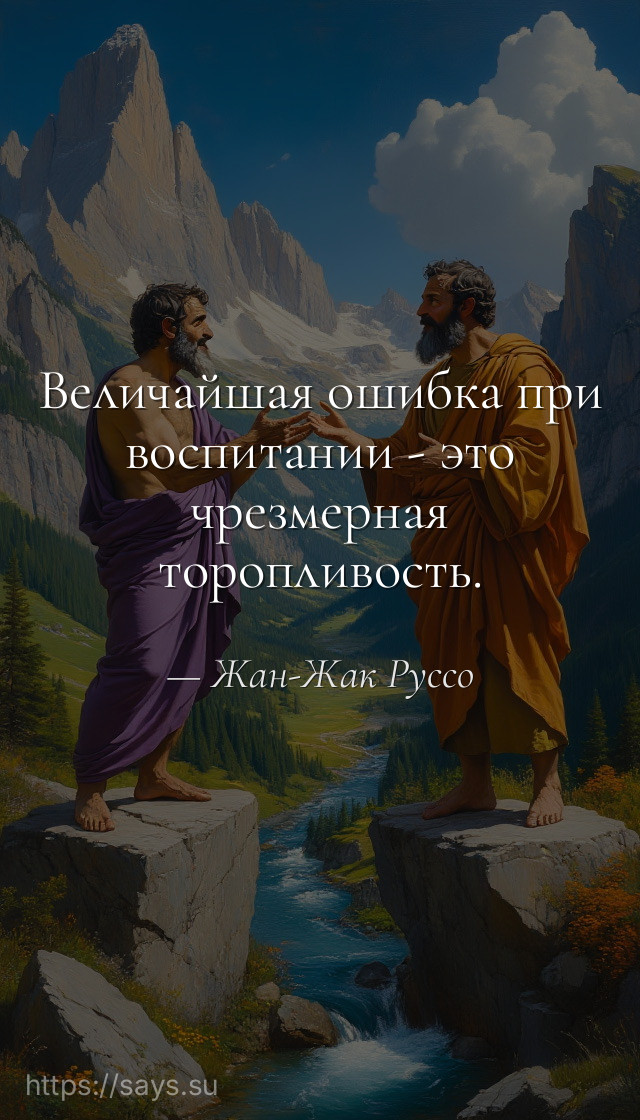 Величайшая ошибка при воспитании - это чрезмерная торопливость.