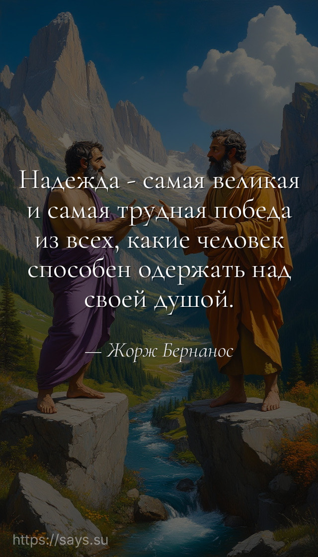 Надежда - самая великая и самая трудная победа из всех, какие человек способен одержать над своей душой.