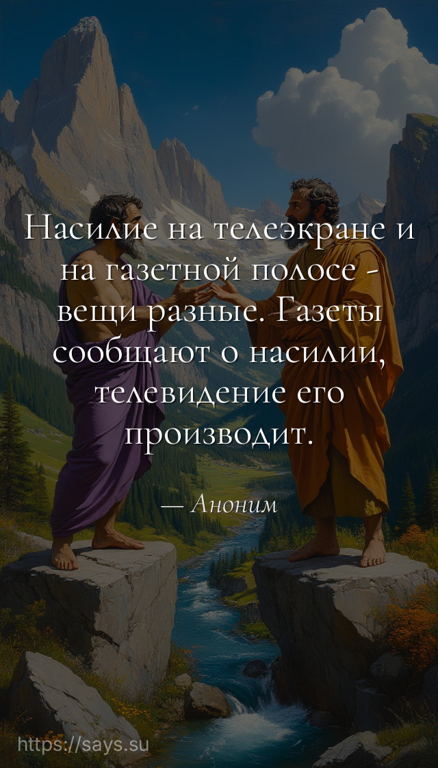 Насилие на телеэкране и на газетной полосе - вещи разные. Газеты сообщают о насилии, телевидение его производит.