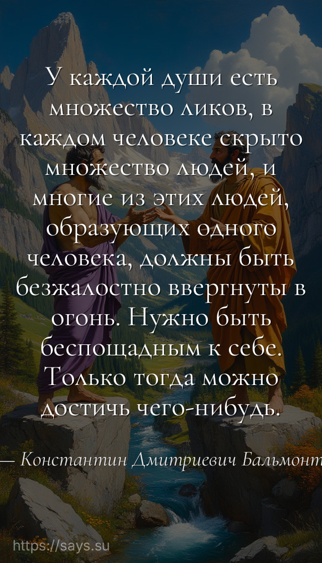 У каждой души есть множество ликов, в каждом человеке скрыто множество людей, и многие из этих людей, образующих одного человека, должны быть безжалостно ввергнуты в огонь. Нужно быть беспощадным к себе. Только тогда можно достичь чего-нибудь.