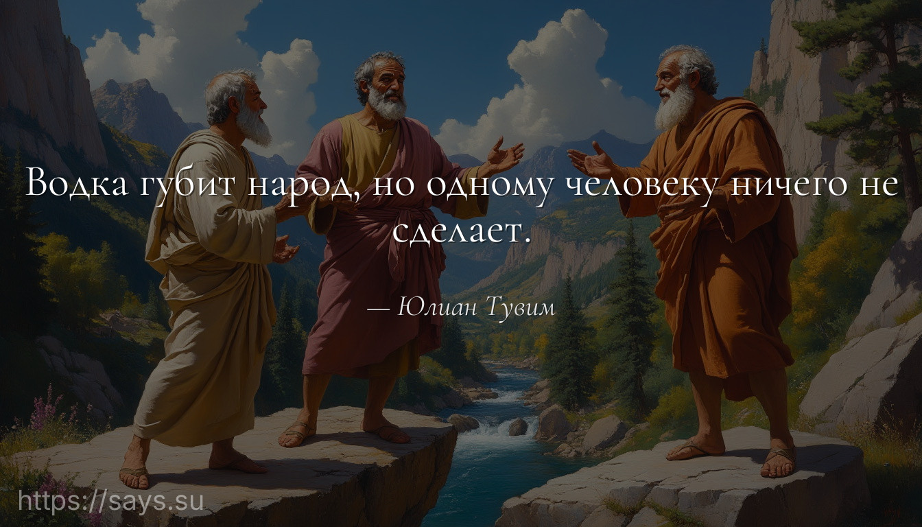 Водка губит народ, но одному человеку ничего не сделает.