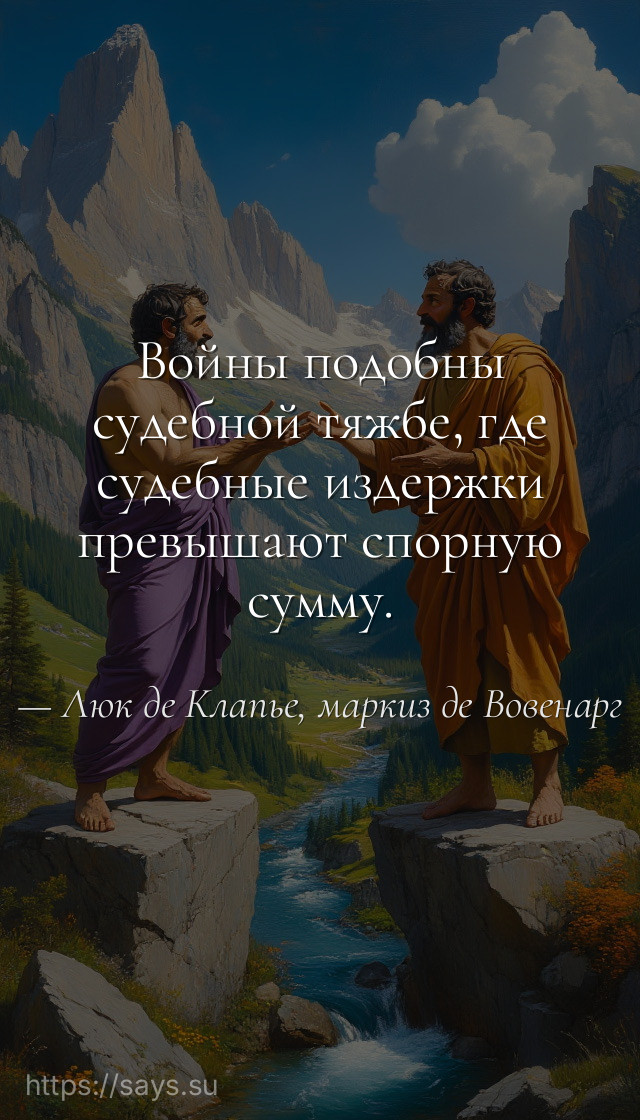 Войны подобны судебной тяжбе, где судебные издержки превышают спорную сумму.