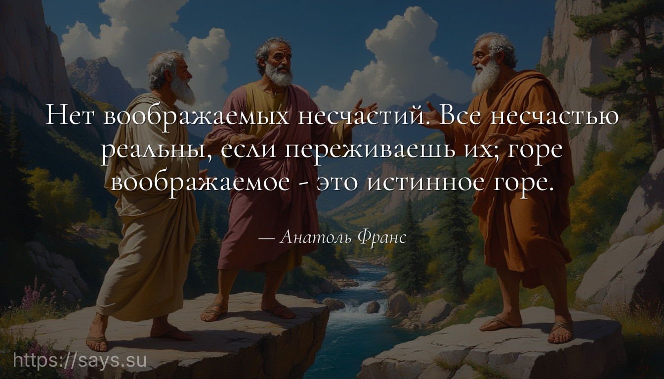 Нет воображаемых несчастий. Все несчастью реальны, если переживаешь их; горе воображаемое - это истинное горе.