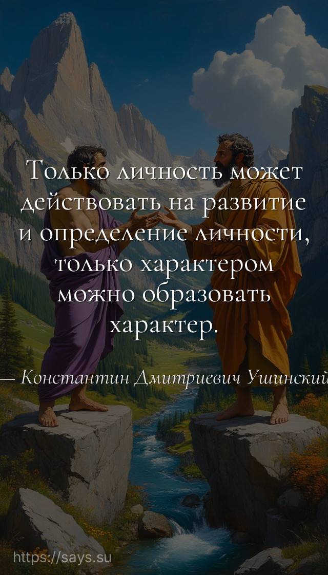 Только личность может действовать на развитие и определение личности, только характером можно образовать характер.