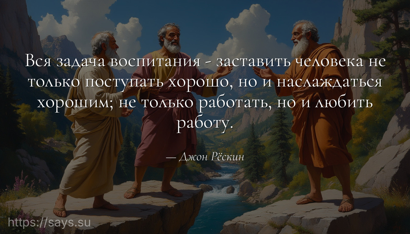 Вся задача воспитания - заставить человека не только поступать хорошо, но и наслаждаться хорошим; не только работать, но и любить работу.