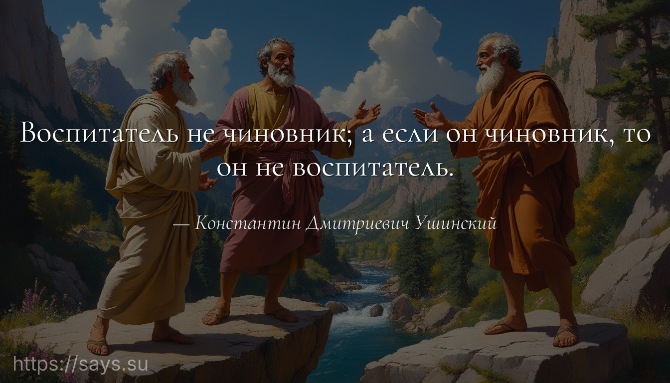 Воспитатель не чиновник; а если он чиновник, то он не воспитатель.