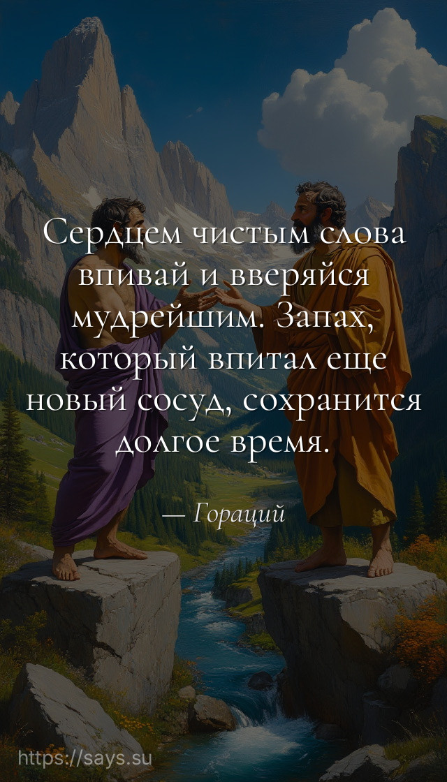 Сердцем чистым слова впивай и вверяйся мудрейшим. Запах, который впитал еще новый сосуд, сохранится долгое время.