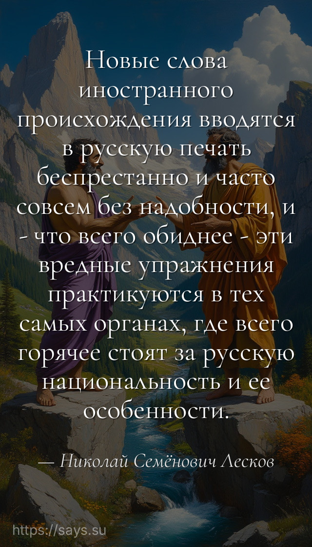 Новые слова иностранного происхождения вводятся в русскую печать беспрестанно и часто совсем без надобности, и - что всего обиднее - эти вредные упражнения практикуются в тех самых органах, где всего горячее стоят за русскую национальность и ее особенности.