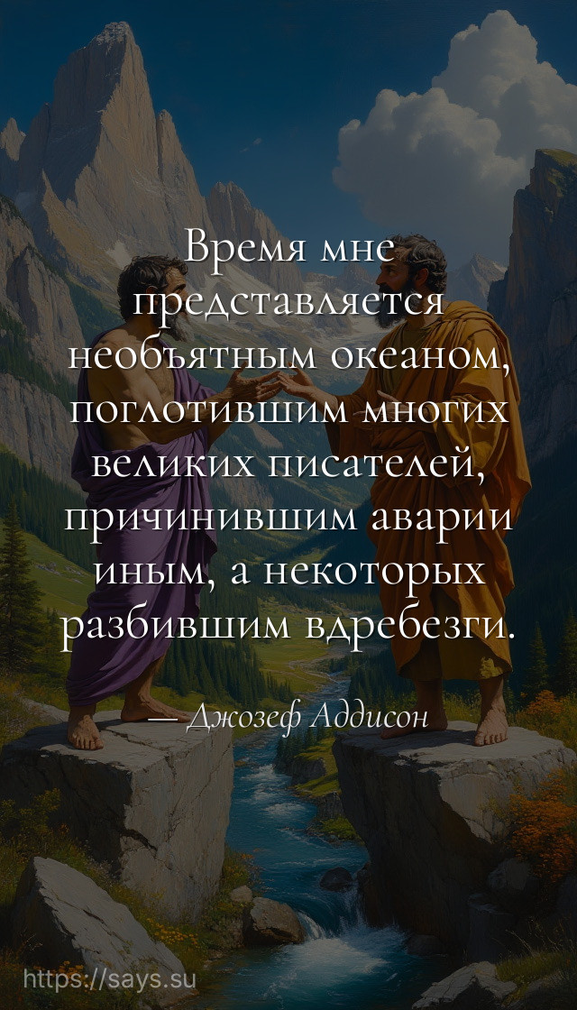 Время мне представляется необъятным океаном, поглотившим многих великих писателей, причинившим аварии иным, а некоторых разбившим вдребезги.
