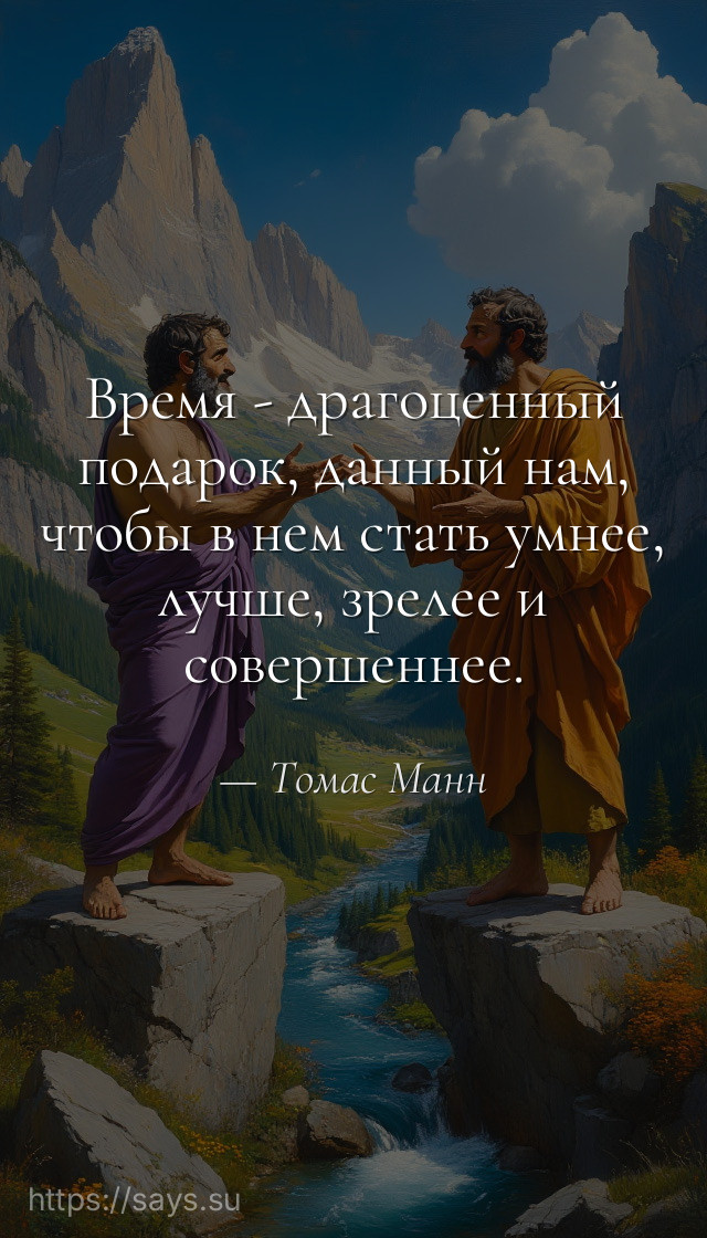 Время - драгоценный подарок, данный нам, чтобы в нем стать умнее, лучше, зрелее и совершеннее.