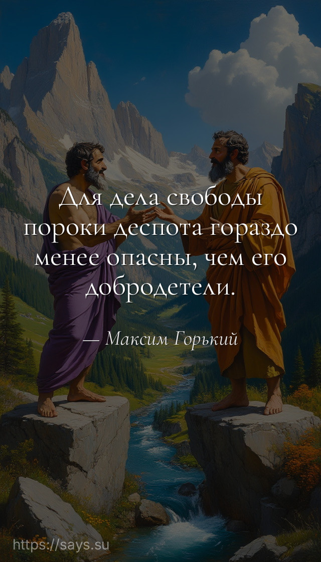 Для дела свободы пороки деспота гораздо менее опасны, чем его добродетели.