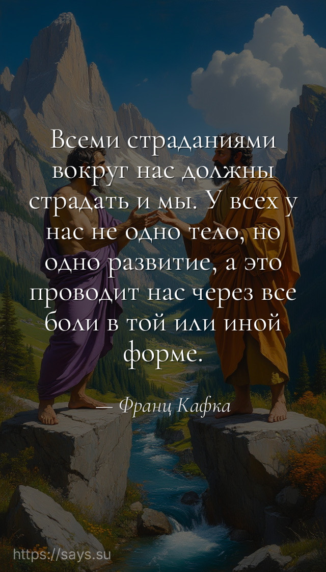 Всеми страданиями вокруг нас должны страдать и мы. У всех у нас не одно тело, но одно развитие, а это проводит нас через все боли в той или иной форме.