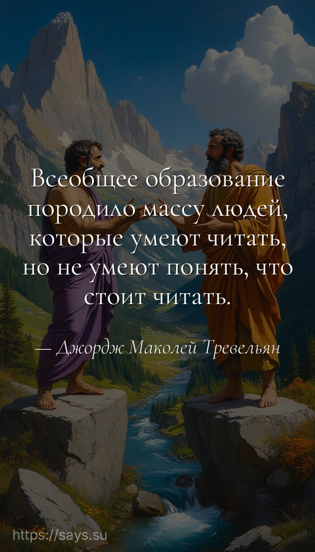 Всеобщее образование породило массу людей, которые умеют читать, но не умеют понять, что стоит читать.