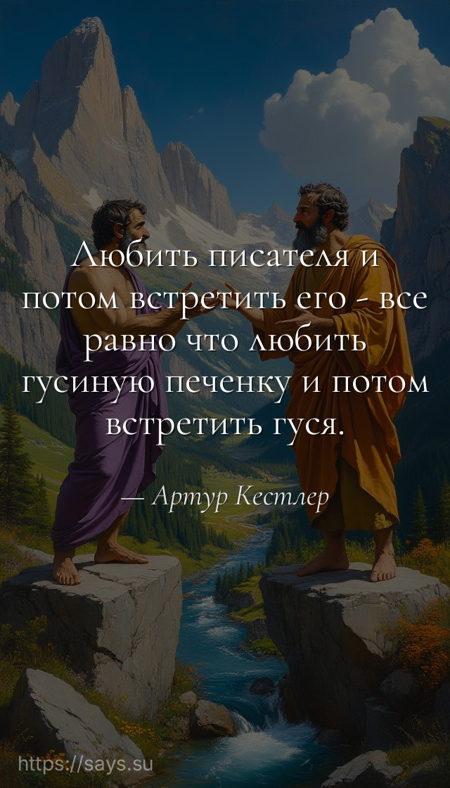 Любить писателя и потом встретить его - все равно что любить гусиную печенку и потом встретить гуся.