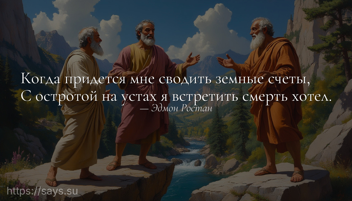 Когда придется мне сводить земные счеты, <br />С остротой на устах я встретить смерть хотел.
