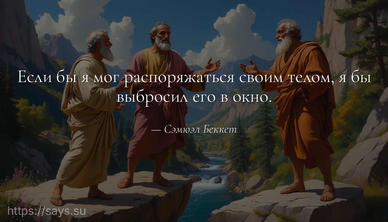Если бы я мог распоряжаться своим телом, я бы выбросил его в окно.