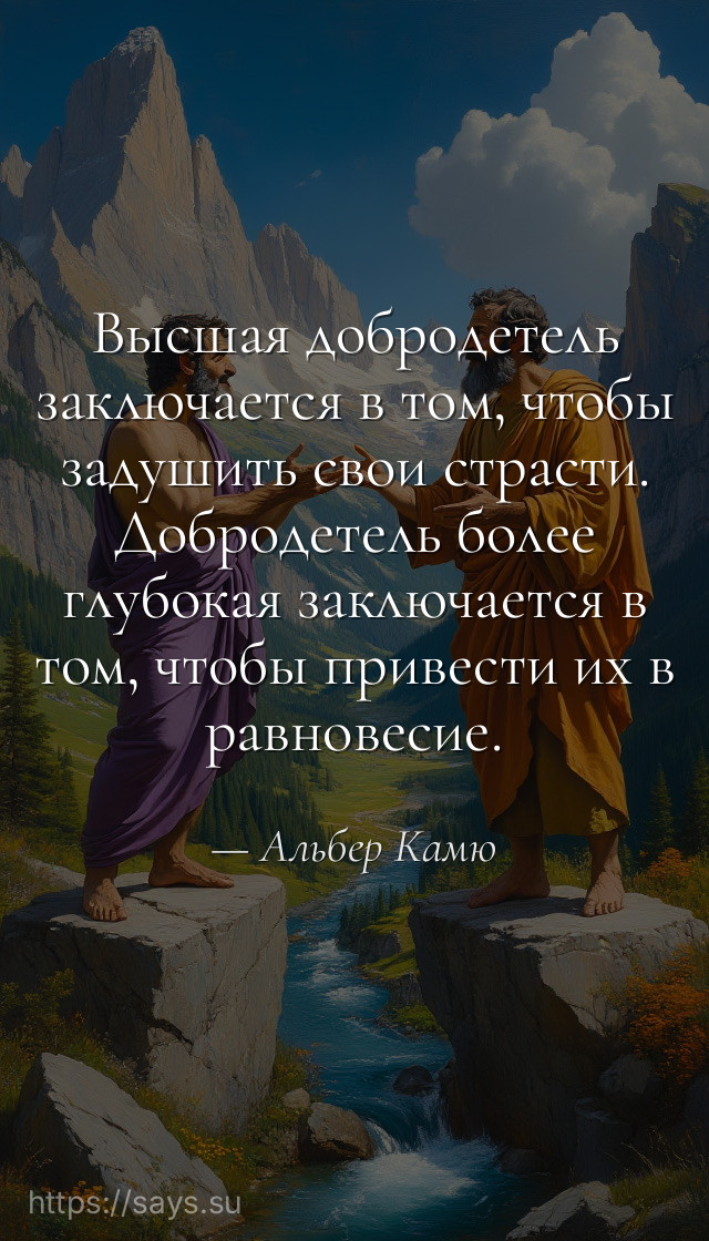 Высшая добродетель заключается в том, чтобы задушить свои страсти. Добродетель более глубокая заключается в том, чтобы привести их в равновесие.