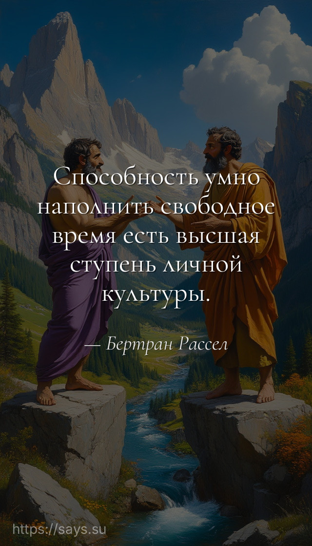 Способность умно наполнить свободное время есть высшая ступень личной культуры.