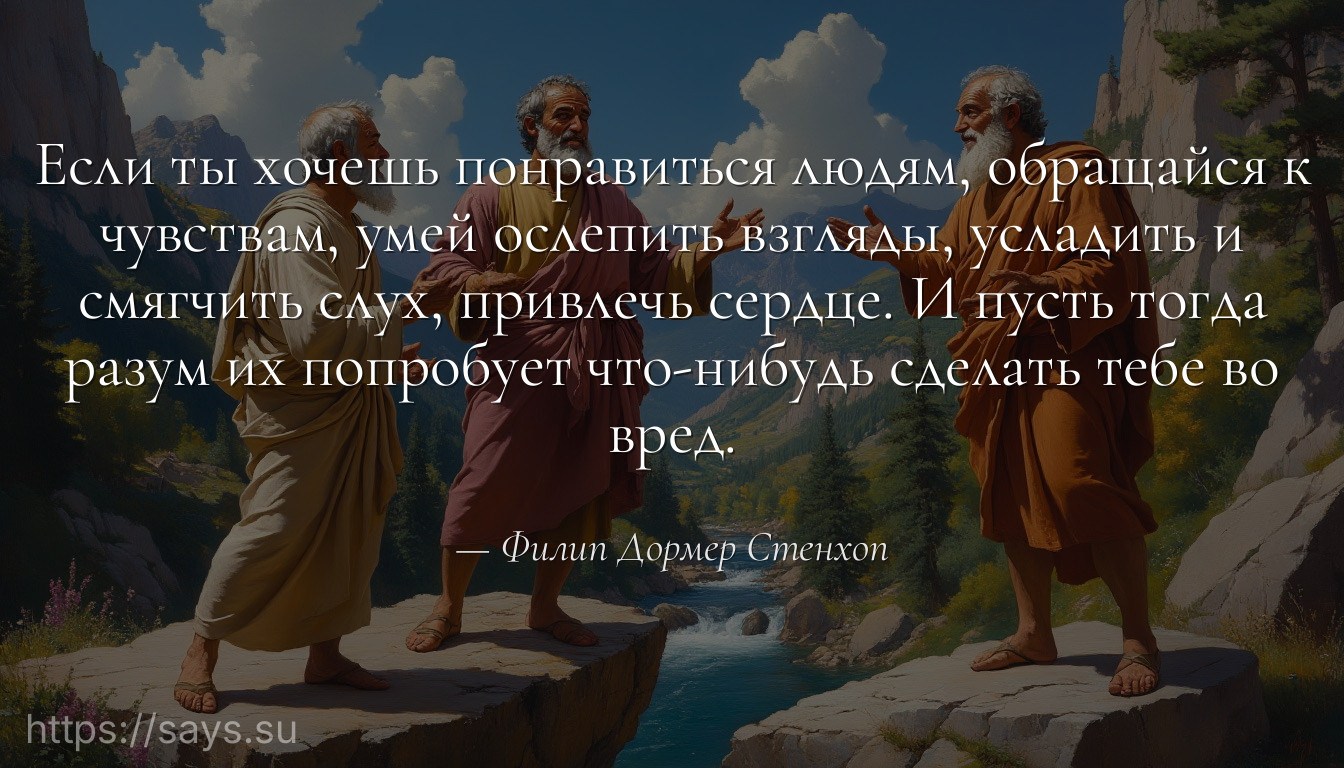 Если ты хочешь понравиться людям, обращайся к чувствам, умей ослепить взгляды, усладить и смягчить слух, привлечь сердце. И пусть тогда разум их попробует что-нибудь сделать тебе во вред.