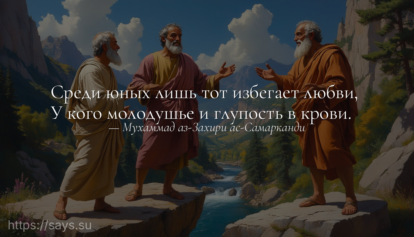 Среди юных лишь тот избегает любви, <br />У кого молодушье и глупость в крови.