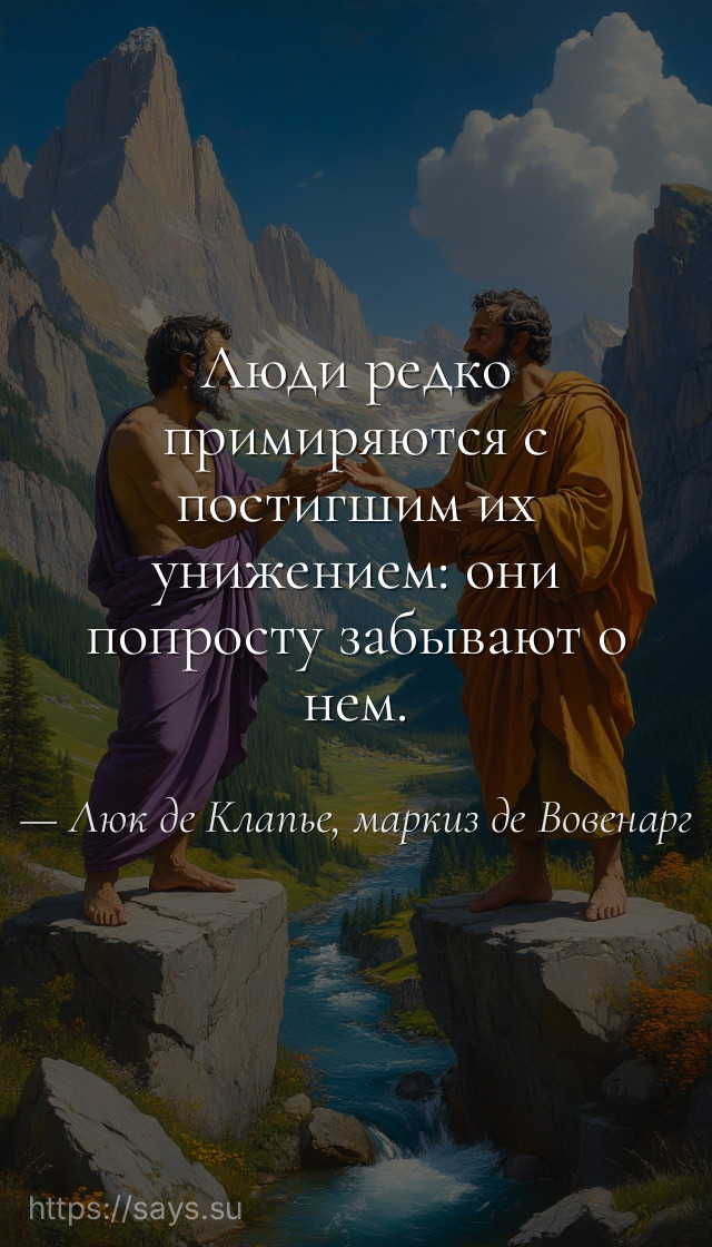 Люди редко примиряются с постигшим их унижением: они попросту забывают о нем.