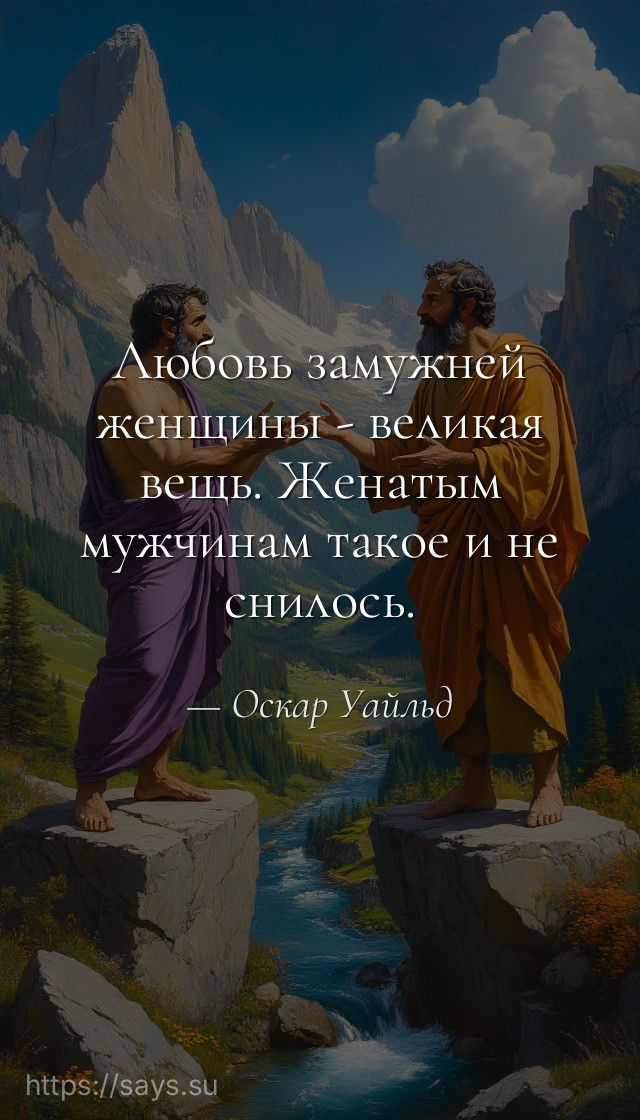 Любовь замужней женщины - великая вещь. Женатым мужчинам такое и не снилось.