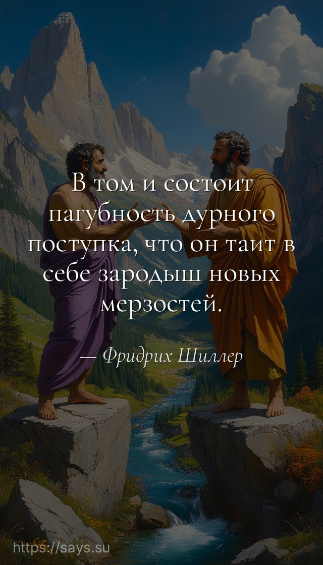 В том и состоит пагубность дурного поступка, что он таит в себе зародыш новых мерзостей.