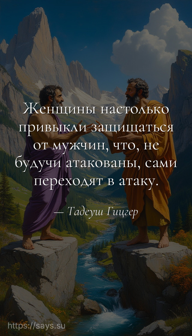 Женщины настолько привыкли защищаться от мужчин, что, не будучи атакованы, сами переходят в атаку.