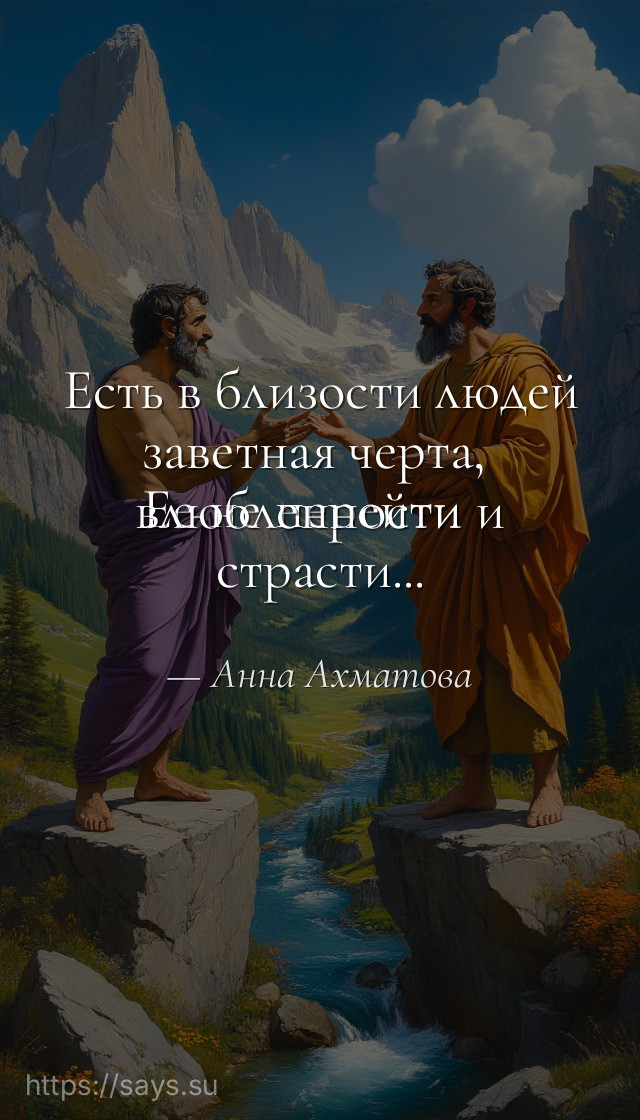 Есть в близости людей заветная черта, <br />Ее не перейти влюбленности и страсти...