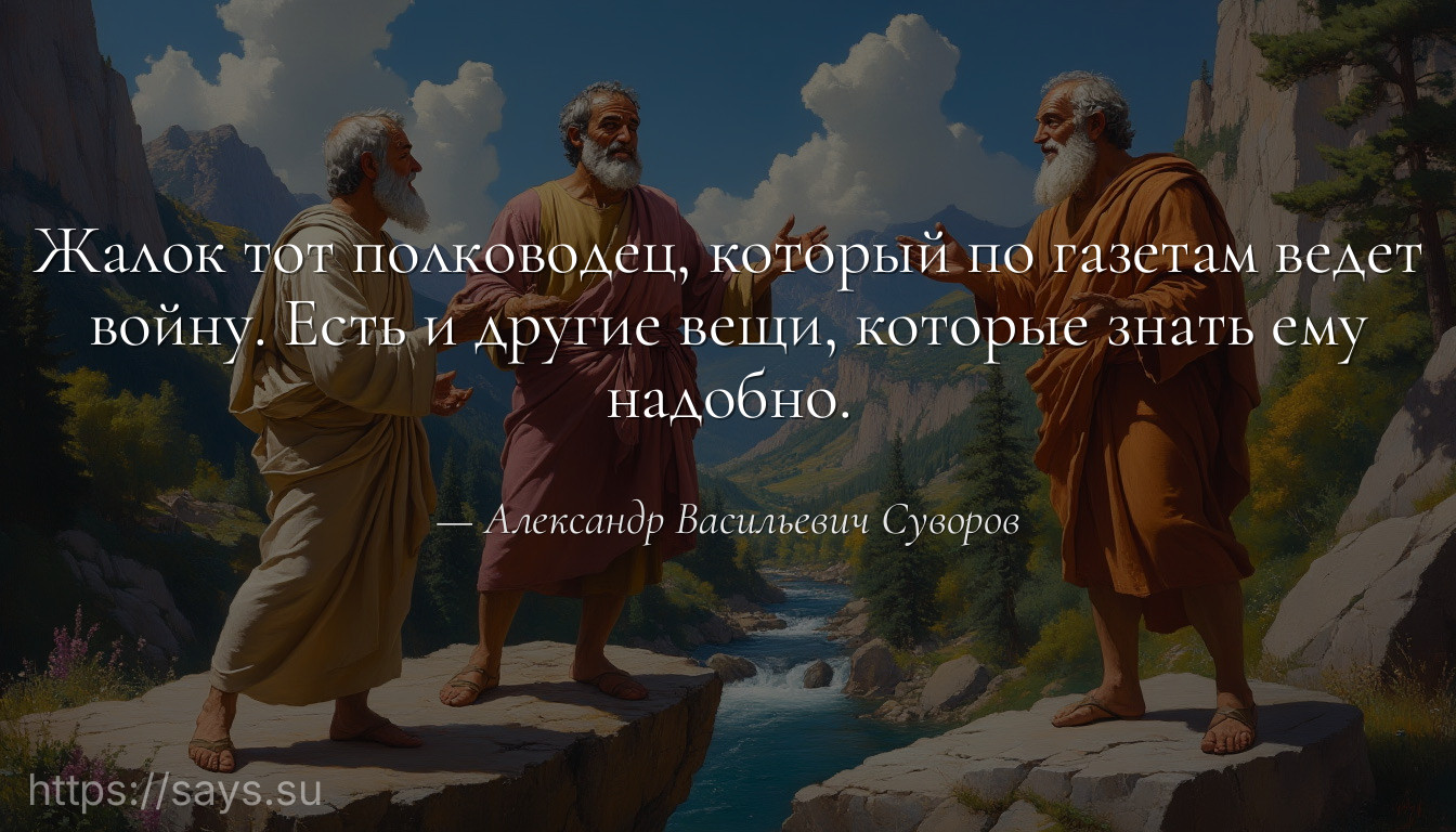 Жалок тот полководец, который по газетам ведет войну. Есть и другие вещи, которые знать ему надобно.